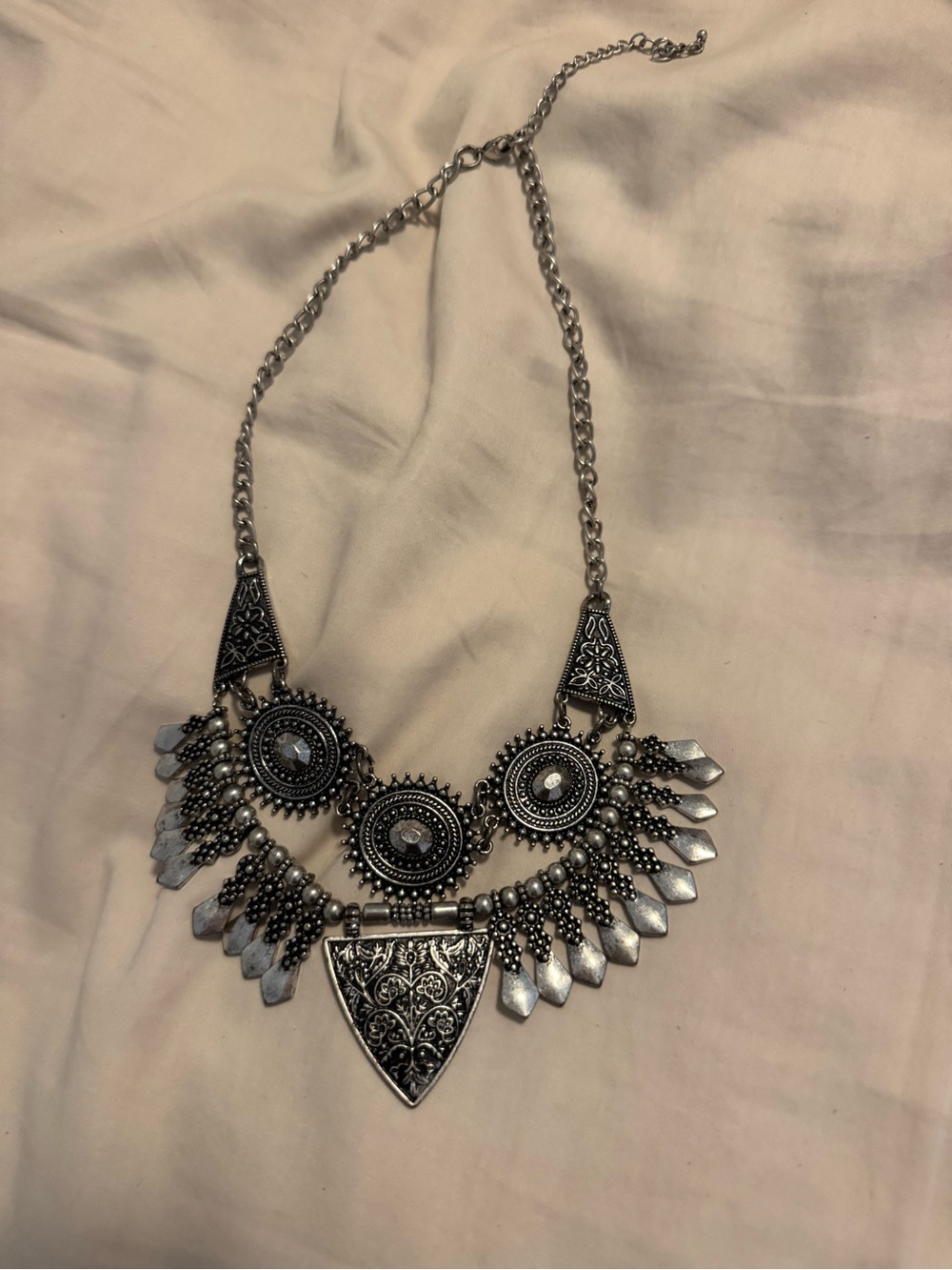 Silver Bohemian Statement Necklace